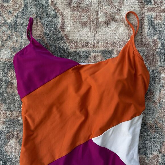 Summersalt The Marina One Piece Swimsuit Size US Plus 14 Orange Pink Colorblock - Picture 2 of 5